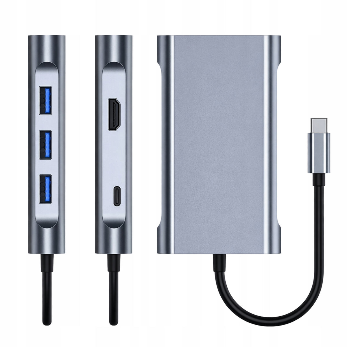 HUB Adapter USB-C 7in1 HDMI 4K USB 3.0 USB 2.0 VGA LAN silver Packaging status original
