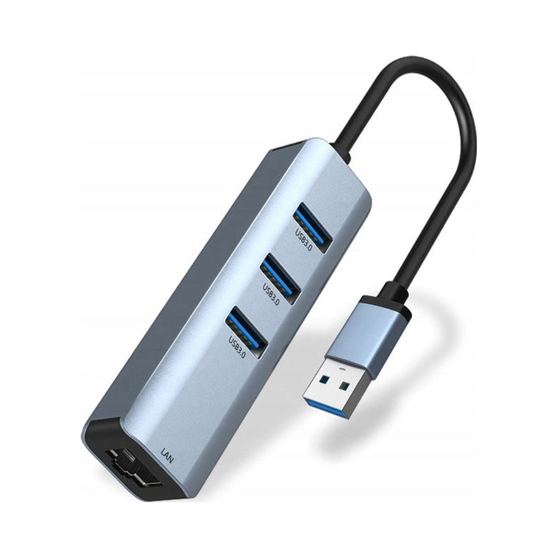 HUB Adapter USB-C Network Card Gigabit Ethernet RJ45 1000 Mbps 3x USB 3.0