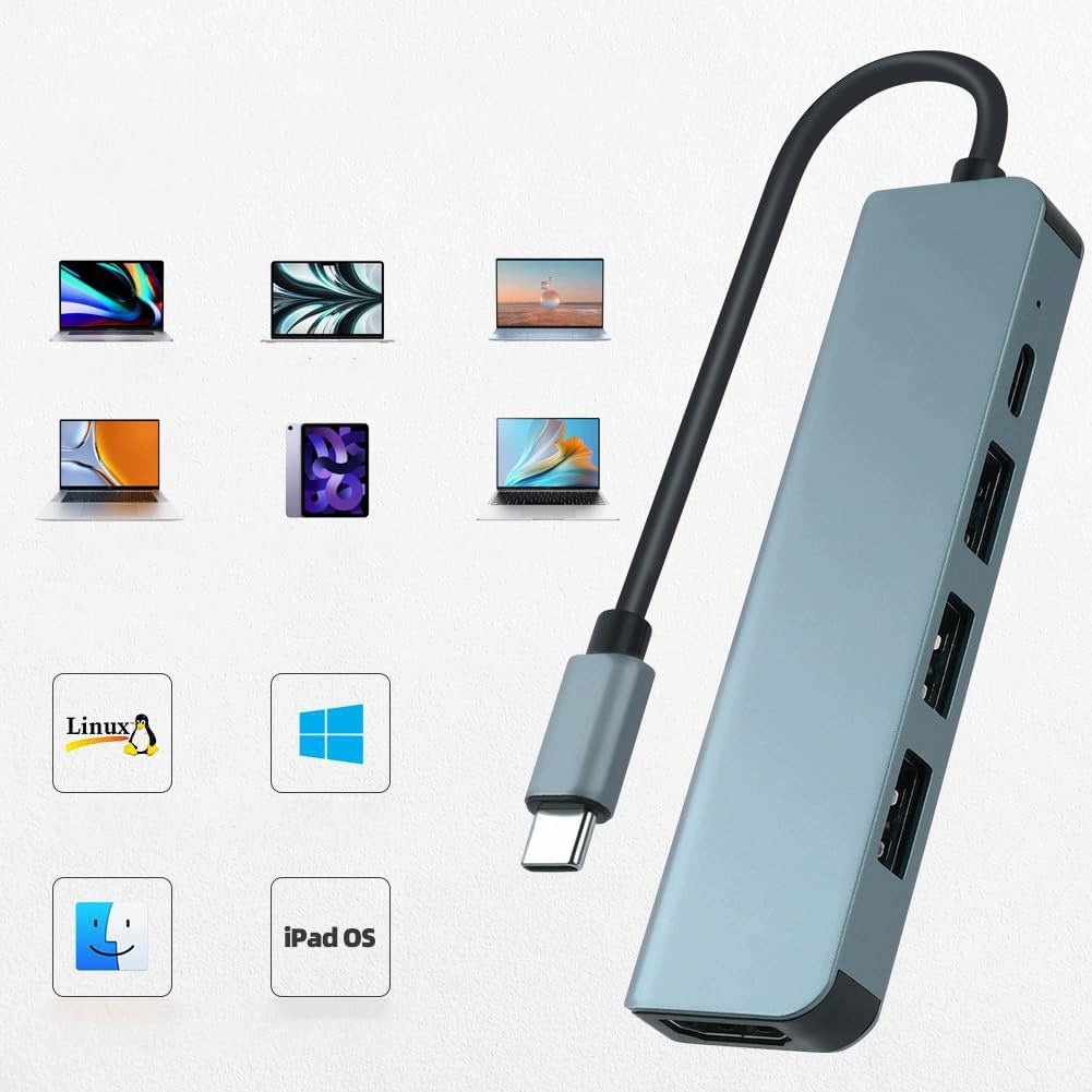 HUB COMPUTER SPLITTER 5 PORTS SUPPORTING WINDOWS MACOS IPADOS 5IN1 Packaging status original