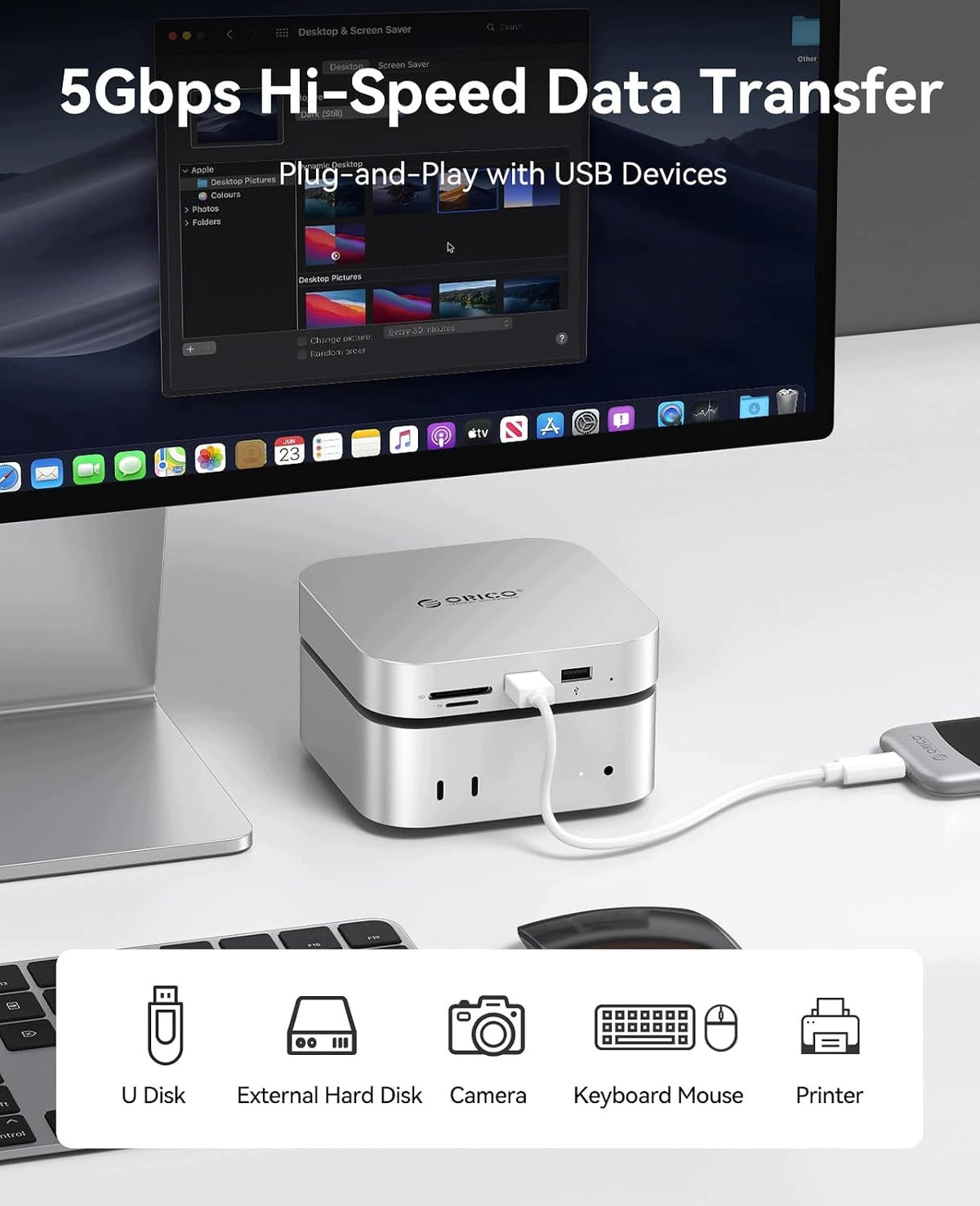 HUB DOCKING STATION 10IN1 MAC MINI M4 M.2 SSD USB 3.0 CARD READER Manufacturer code HUB STACJA DOKUJĄCA MAC MINI M4 M.2 SSD