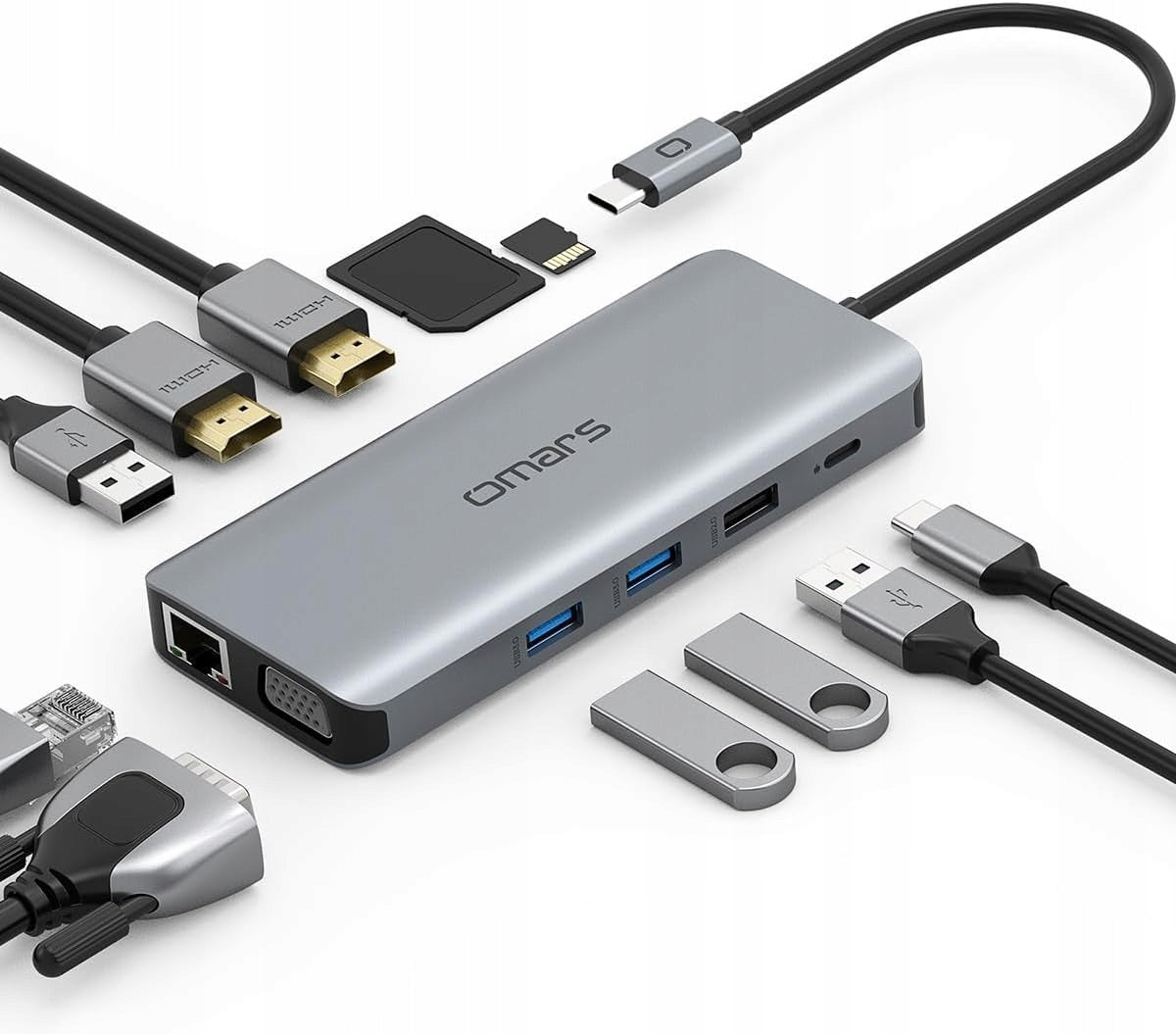 HUB SPLITTER USB-C ADAPTER 11 IN 1 DOCKING STATION OMARS