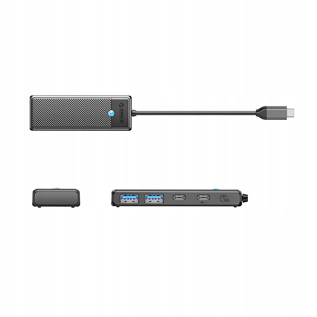 HUB SPLITTER USB-C TO USB-A USB-C BLACK