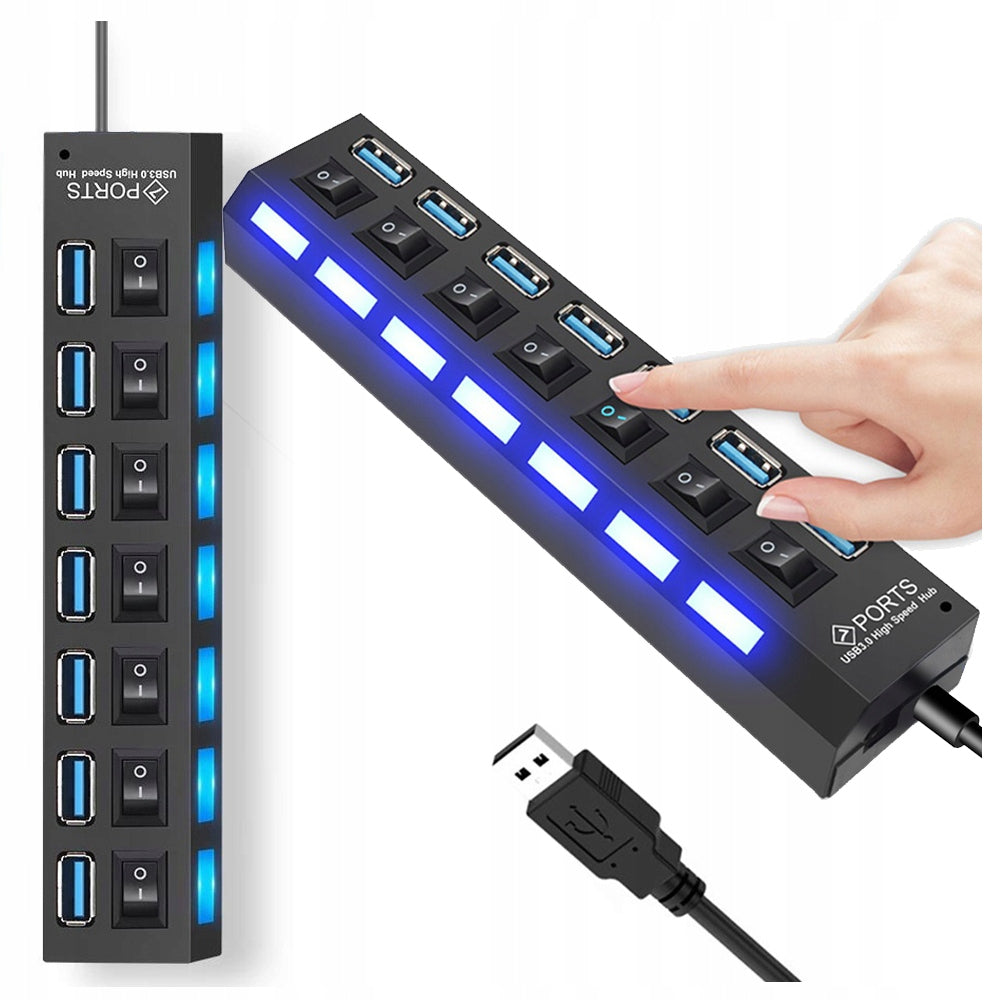 HUB SPLITTER USB X7 PORT SPLITTER WITH PORT SWITCH SWITCHES EAN (GTIN) 5905108406622