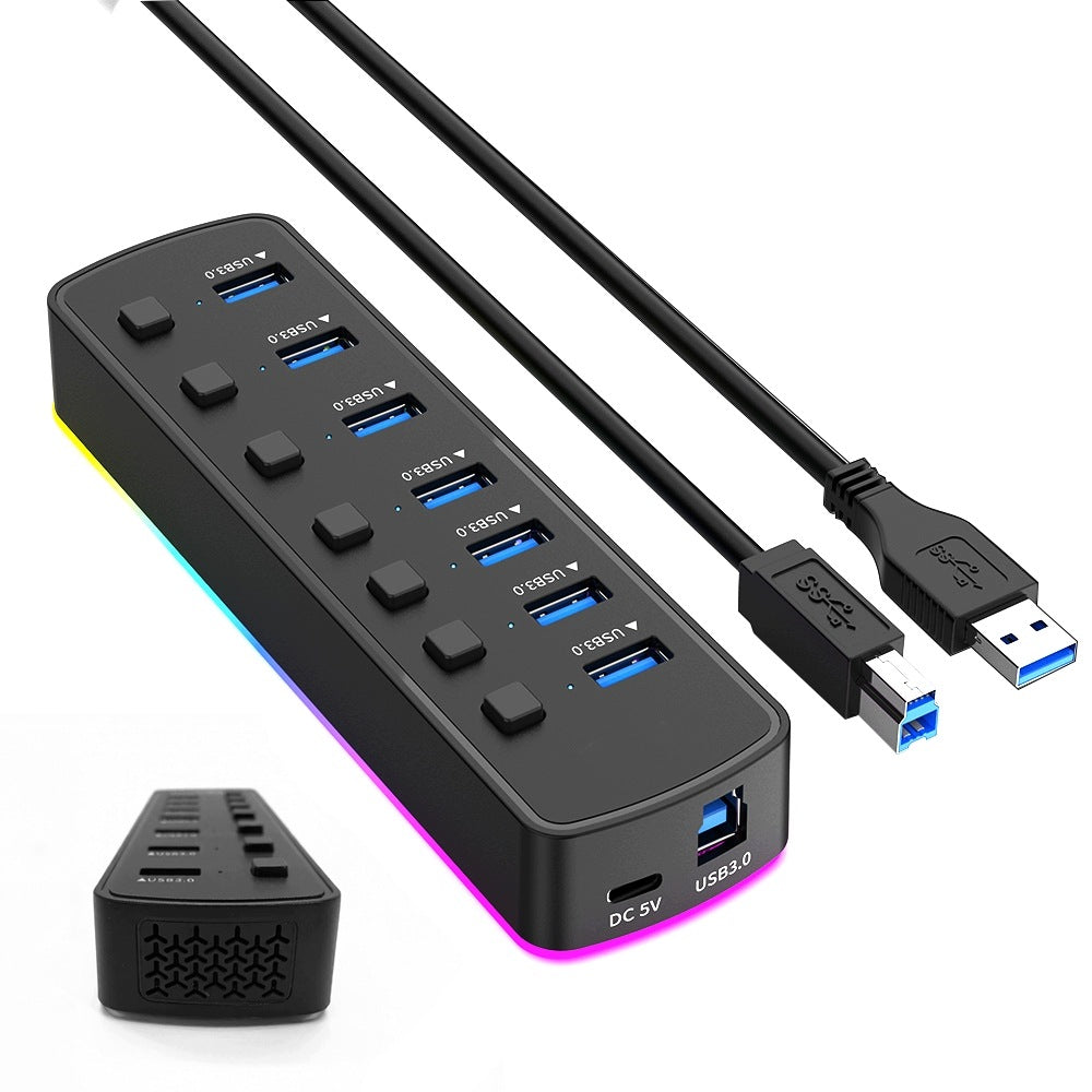 HUB Splitter 7x USB 3.0 7in1 USB-C RGB LED 5GB