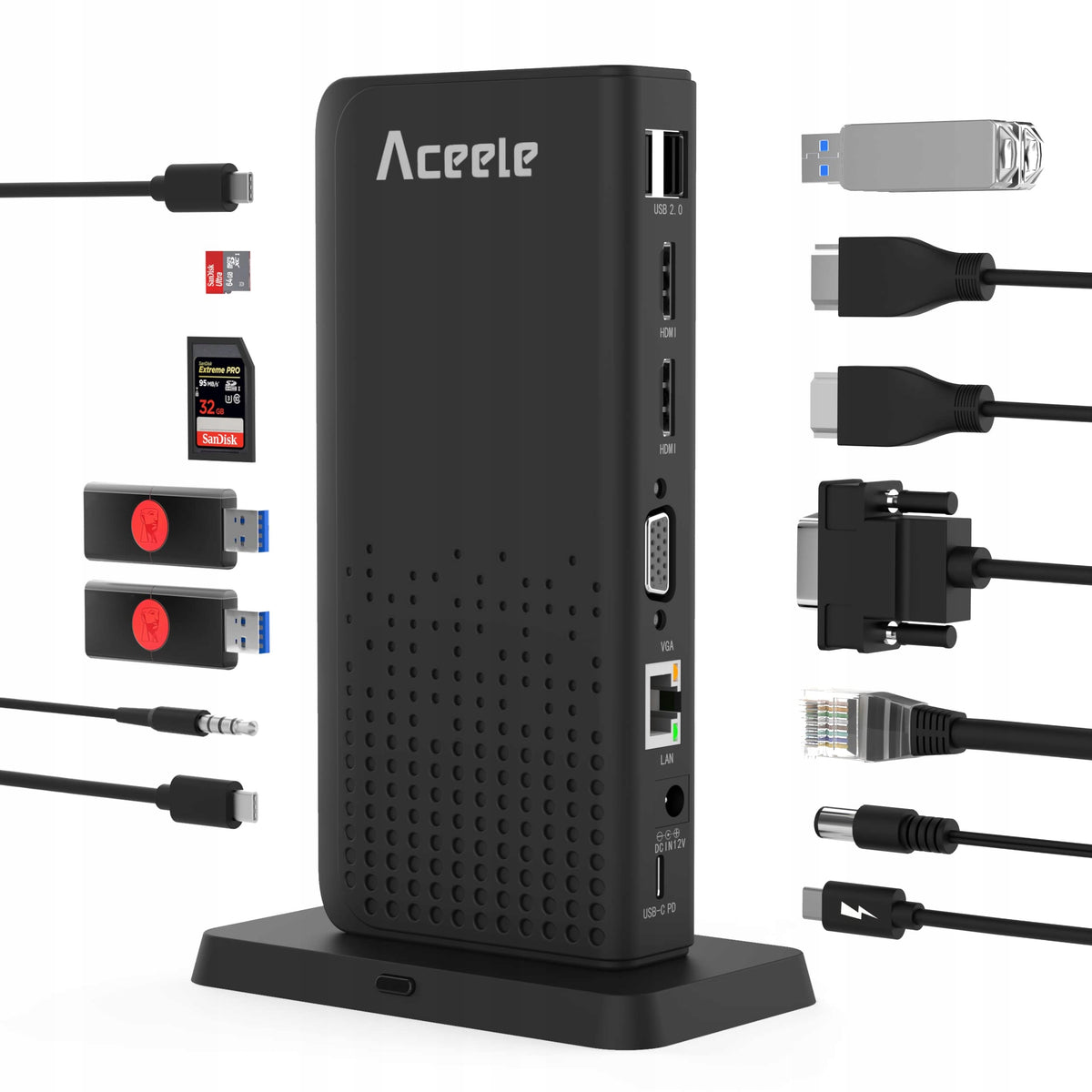 HUB USB 15IN1 ACEELE SD/TF USB3.1 TYP-C RJ45 HDMI DOCKING STATION
