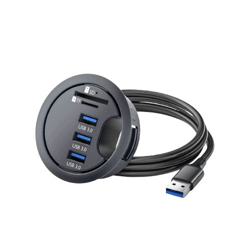 HUB USB 3.0 FOR DESK 60MM 3X USB CARD READER SD TF BLACK
