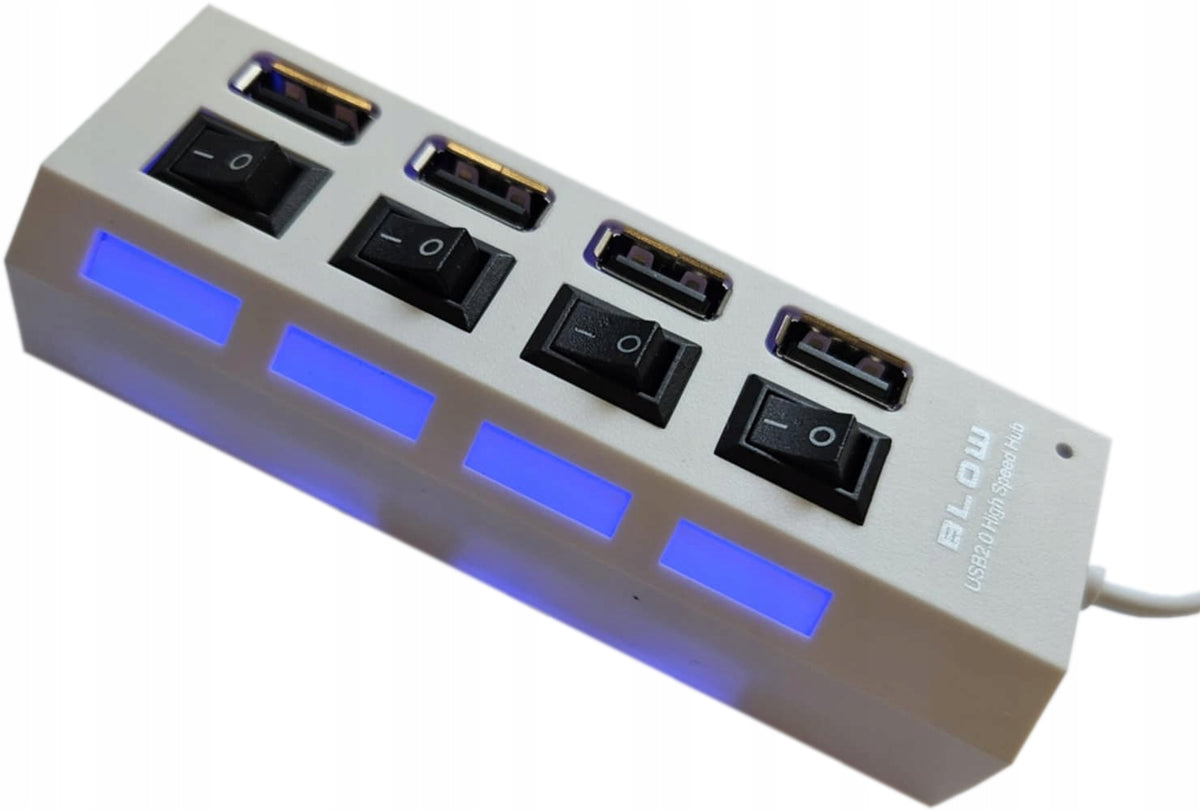 HUB USB 4 PORTS SPLITTER USB SWITCH BACKLIGHTING Manufacturer code 86-075# Biały