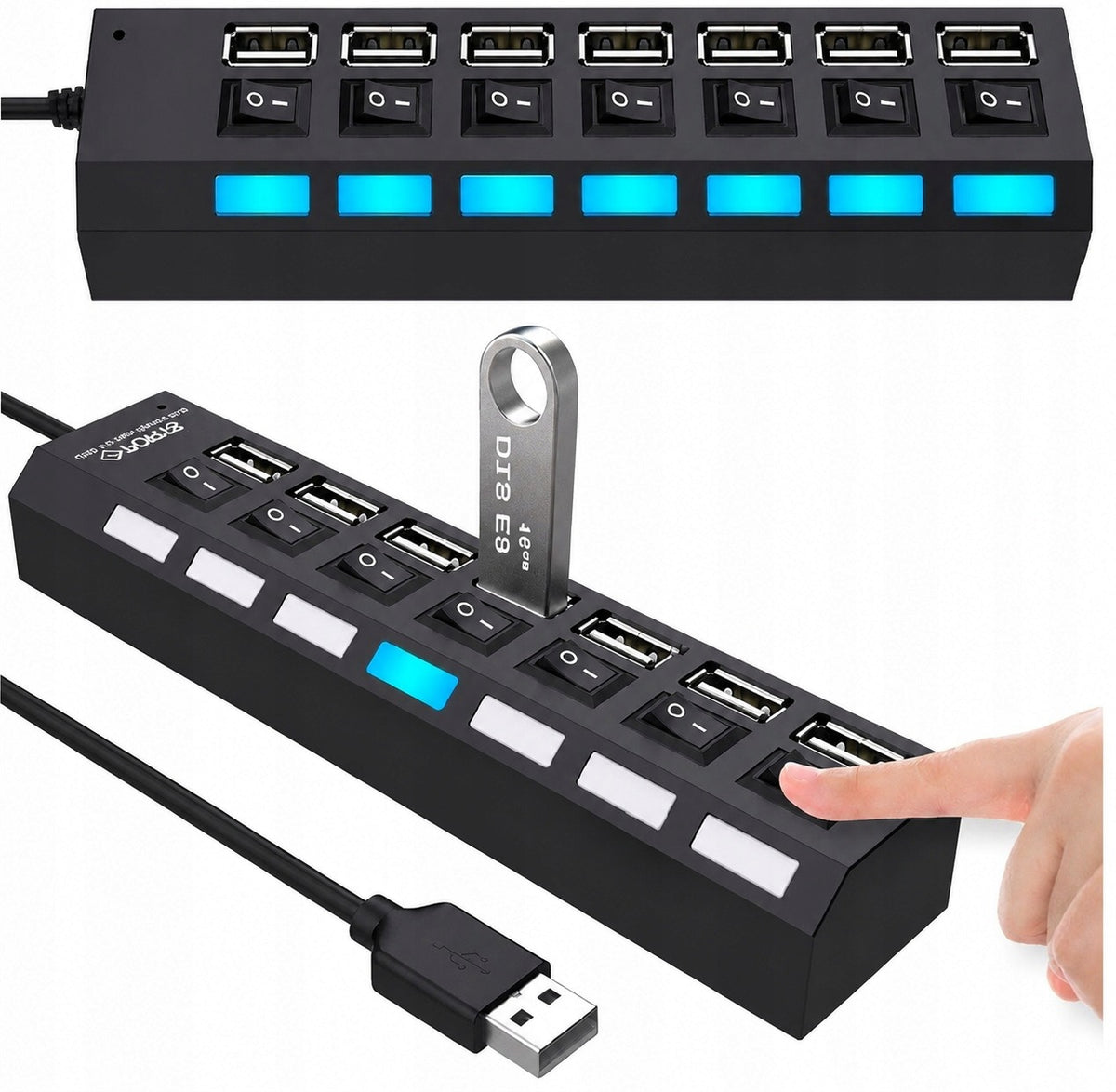 HUB USB 7 PORTS SPLITTER USB SWITCH BACKLIGHT SWITCH