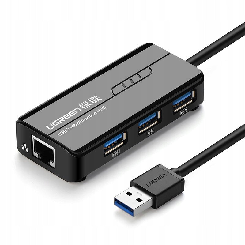 HUB USB-A Network Adapter - RJ45 1000 Mbps / 3x USB 3.0 black