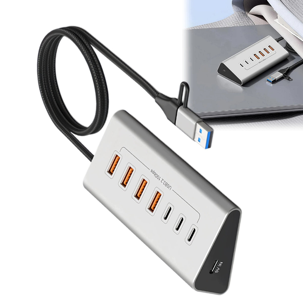 HUB USB ACTIVE 7 PORTS USB 3.2 10 Gbps SPLITTER 7 in 1