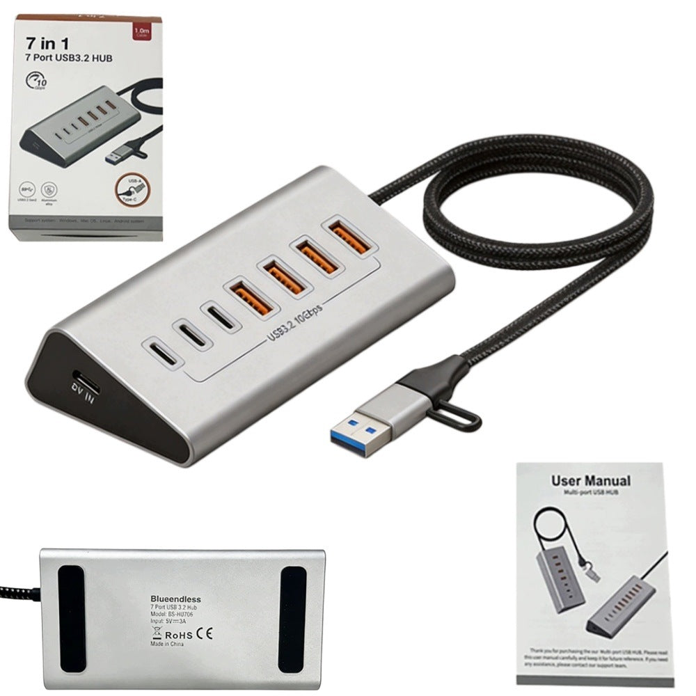 HUB USB ACTIVE 7 PORTS USB 3.2 10GB SPLITTER 7IN1 Manufacturer code 52859
