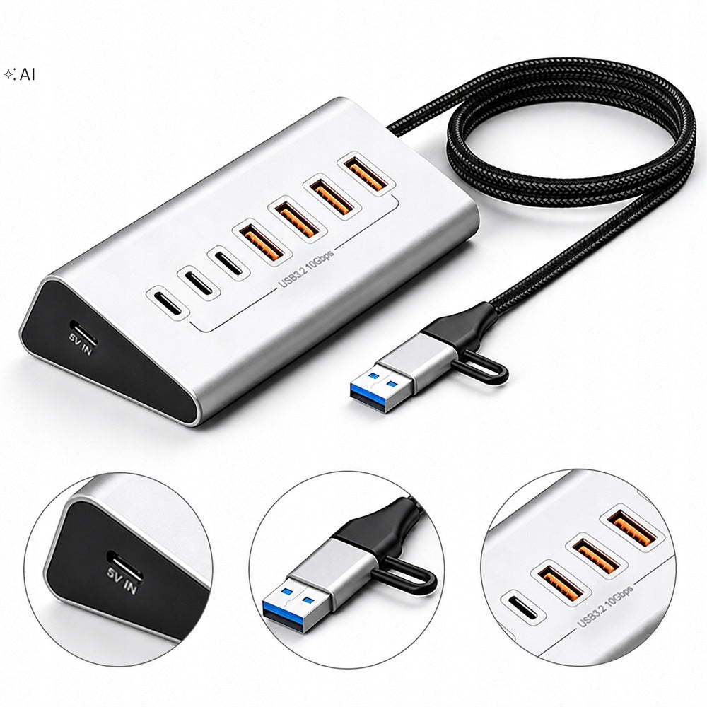 HUB USB ACTIVE 7 PORTS USB 3.2 10Gbps SPLITTER 7in1 USB-C