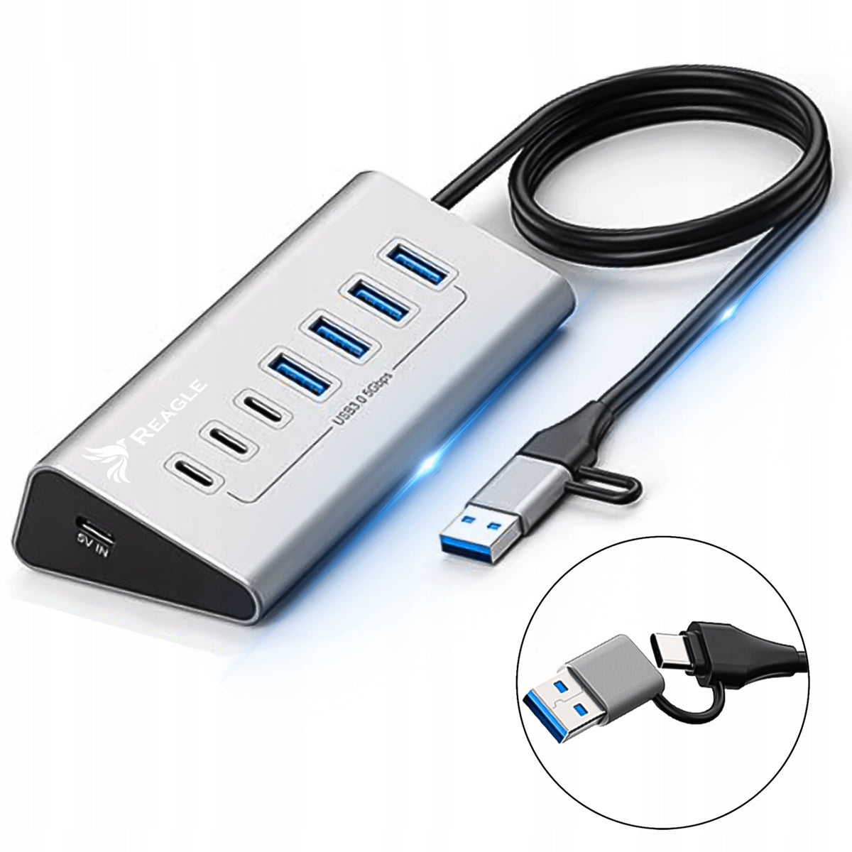 HUB USB ACTIVE 7 PORTS USB 3.2 SPLITTER 7in1 USB-C TO 36W R
