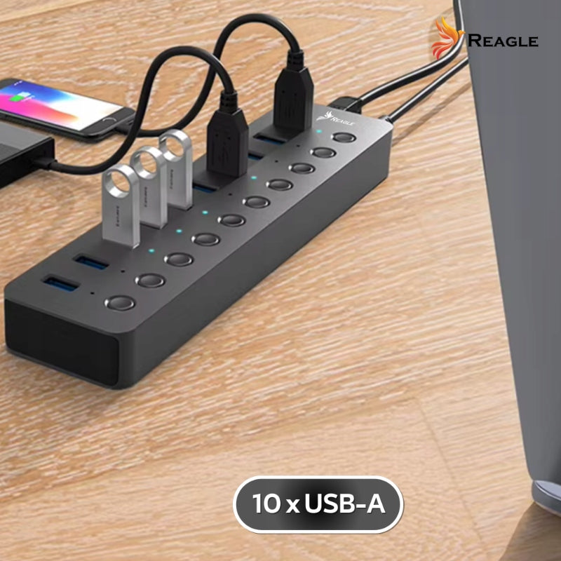 HUB USB ACTIVE SPLITTER 10 PORTS USB 3.2 POWER SUPPLY 24W Manufacturer code RHUB73A