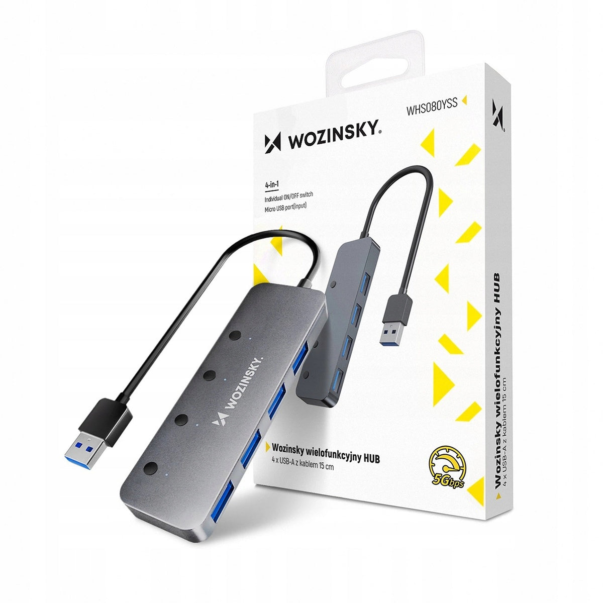 HUB USB ADAPTER SPLITTER ADAPTER 4xUSB-A 5 Gbps WITH SWITCHES