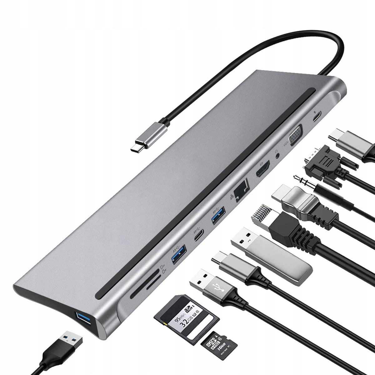 HUB USB-C 11in1 HDMI LAN VGA RJ45 SD DOCKING STATION Macbook Pro Air M1 M2