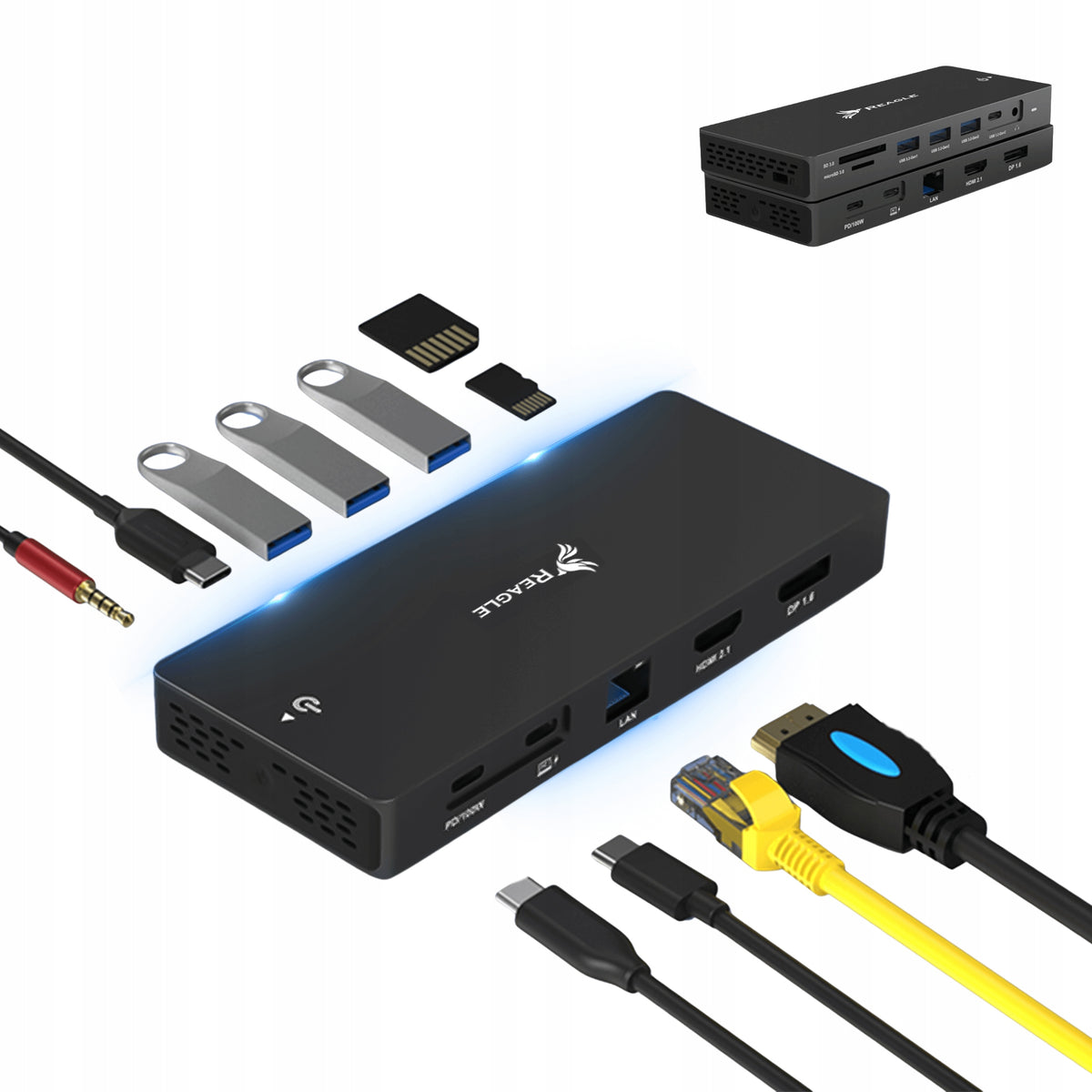 HUB USB-C 12in1 HDMI 2.1 DP 1.6 8K 4K DisplayPort MST DOCKING STATION 100W
