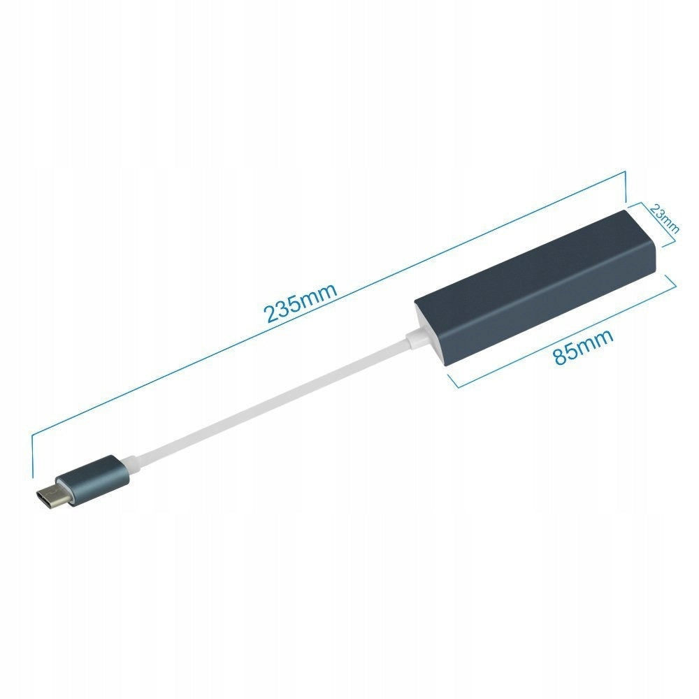HUB USB-C 4 IN 1 3 USB PORTS 1 ETHERNET FOR LAPTOPS Packaging status original