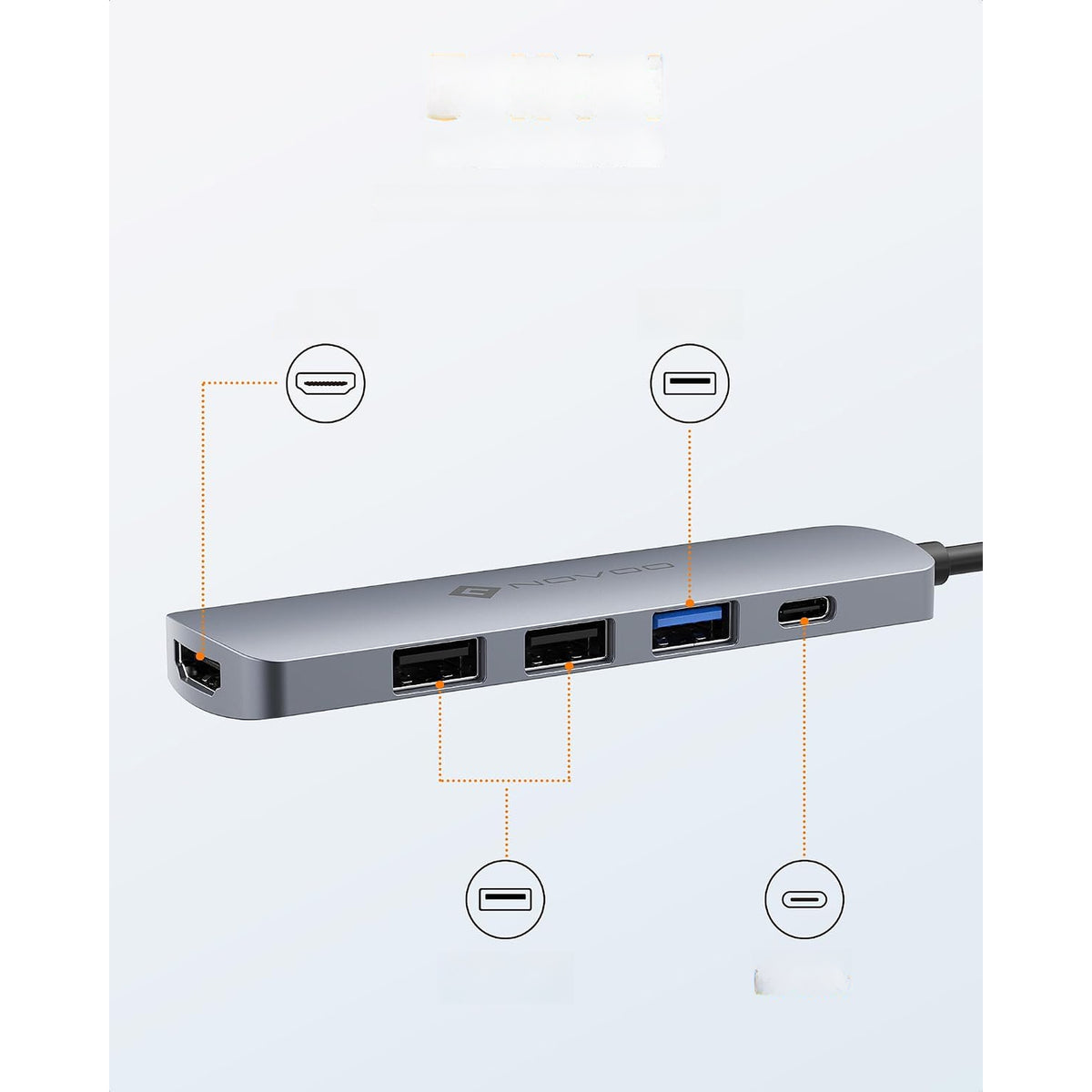 HUB USB C ADAPTER NOVOO R5 PD LITE 5 IN 1 HUB SPLITTER FOR PC Packaging status original