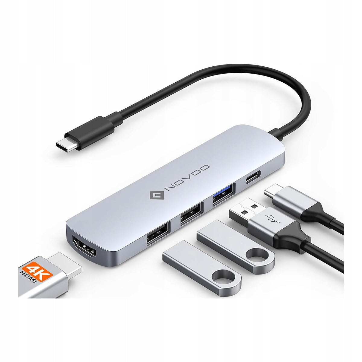 HUB USB C ADAPTER NOVOO R5 PD LITE 5 IN 1 HUB SPLITTER FOR PC