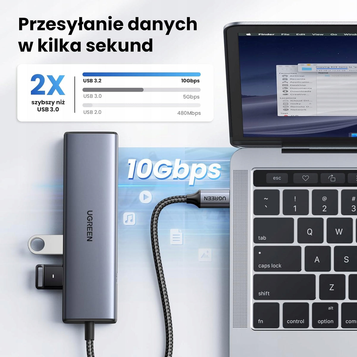 HUB USB-C ETHERNET 10GB/S 2xUSB-C 2xUSB-A RJ45 GIGABIT Manufacturer code HUB USB-C ETHERNET 10GB/S GIGABIT LAN RJ