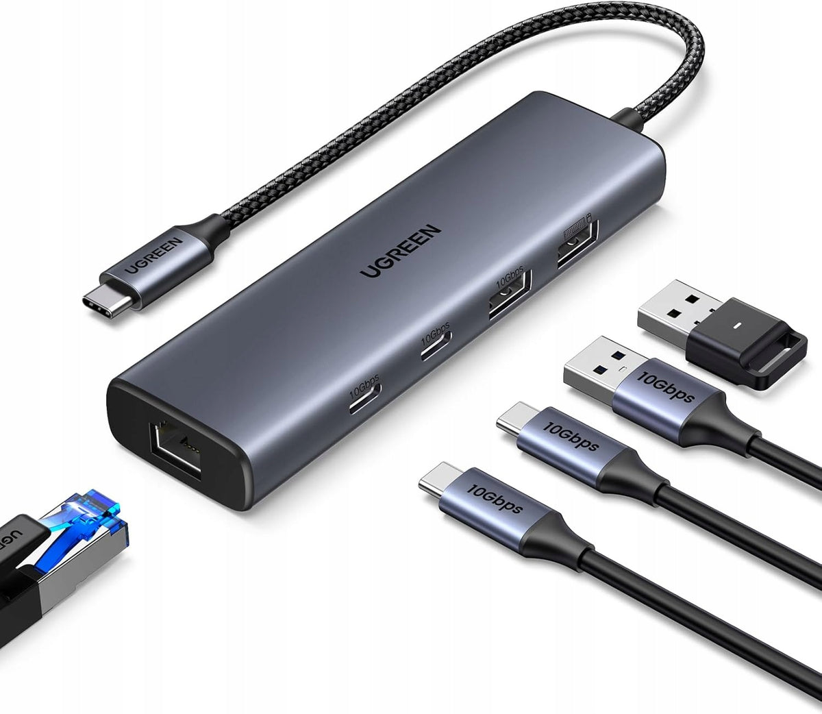 HUB USB-C ETHERNET 10GB/S 2xUSB-C 2xUSB-A RJ45 GIGABIT