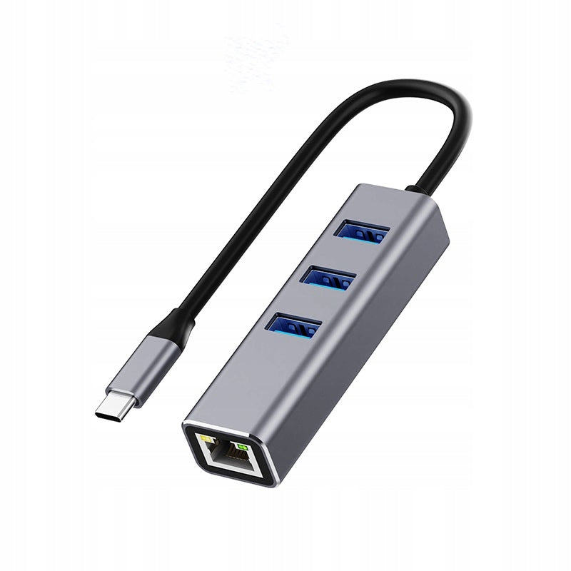 HUB USB-C SPLITTER USB 3.0 x3 +RJ45 1000 Mbps ACTIVE LAN SPLITTER Packaging status original