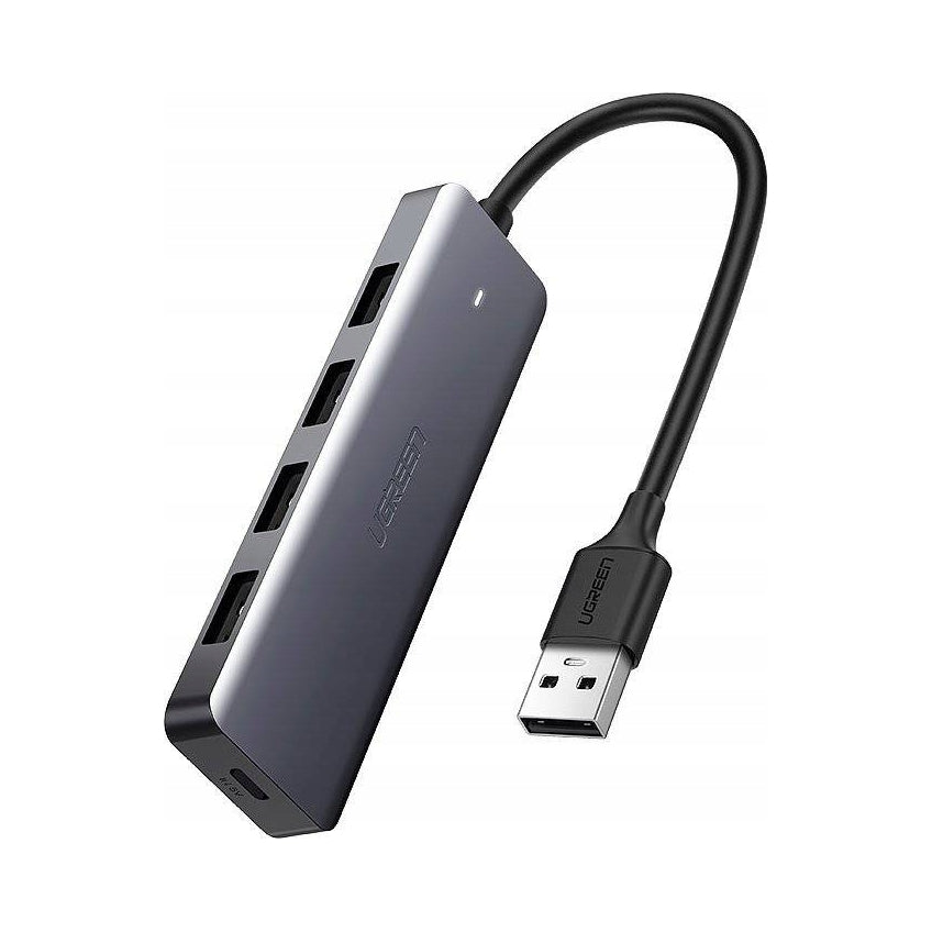 HUB USB Port Splitter - 4x USB 3.2 with Micro USB Power Port grey