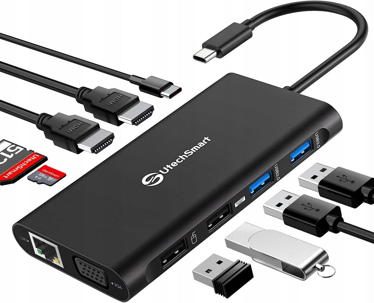 HUB USB STATION ADAPTER UTECHSMART UCN3270 11 PORTS 11IN1