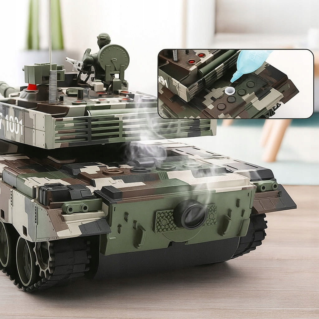 HUGE RC REMOTE CONTROLLED TANK WITH RC WiFi CAMERA SHOOTS SMOKE + SHIELD Manufacturer code Czołg RC zdalnie sterowany z kamerą WIFI DYM