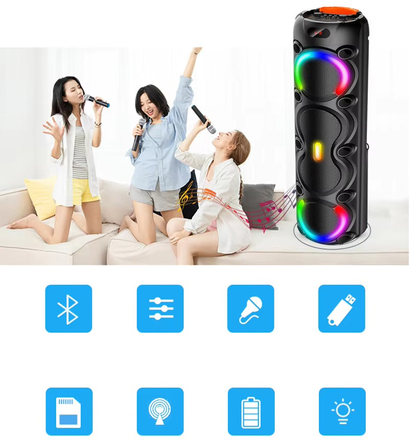 HUGE SPEAKER WIRELESS PORTABLE KARAOKE BLUETOOTH4x8" RGB MICROPHONE Manufacturer code z3114