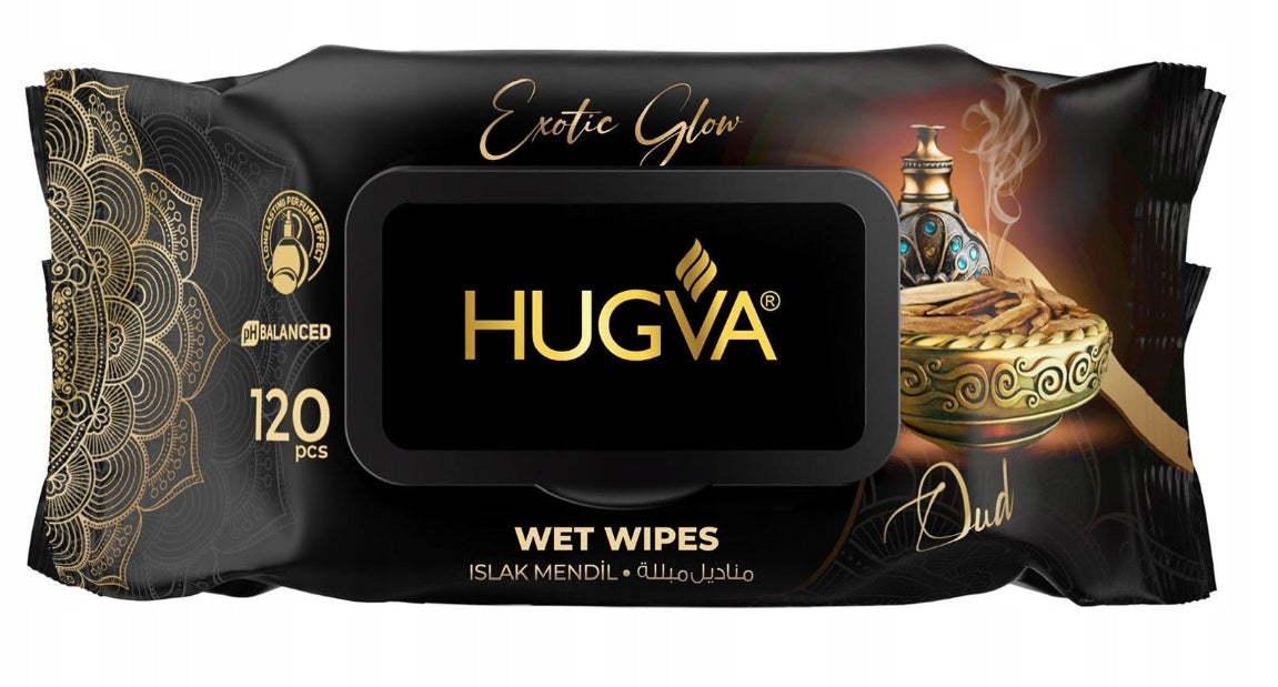 HUGVA LUXURY WET WIPES PERFUMED 120 PIECES OUD