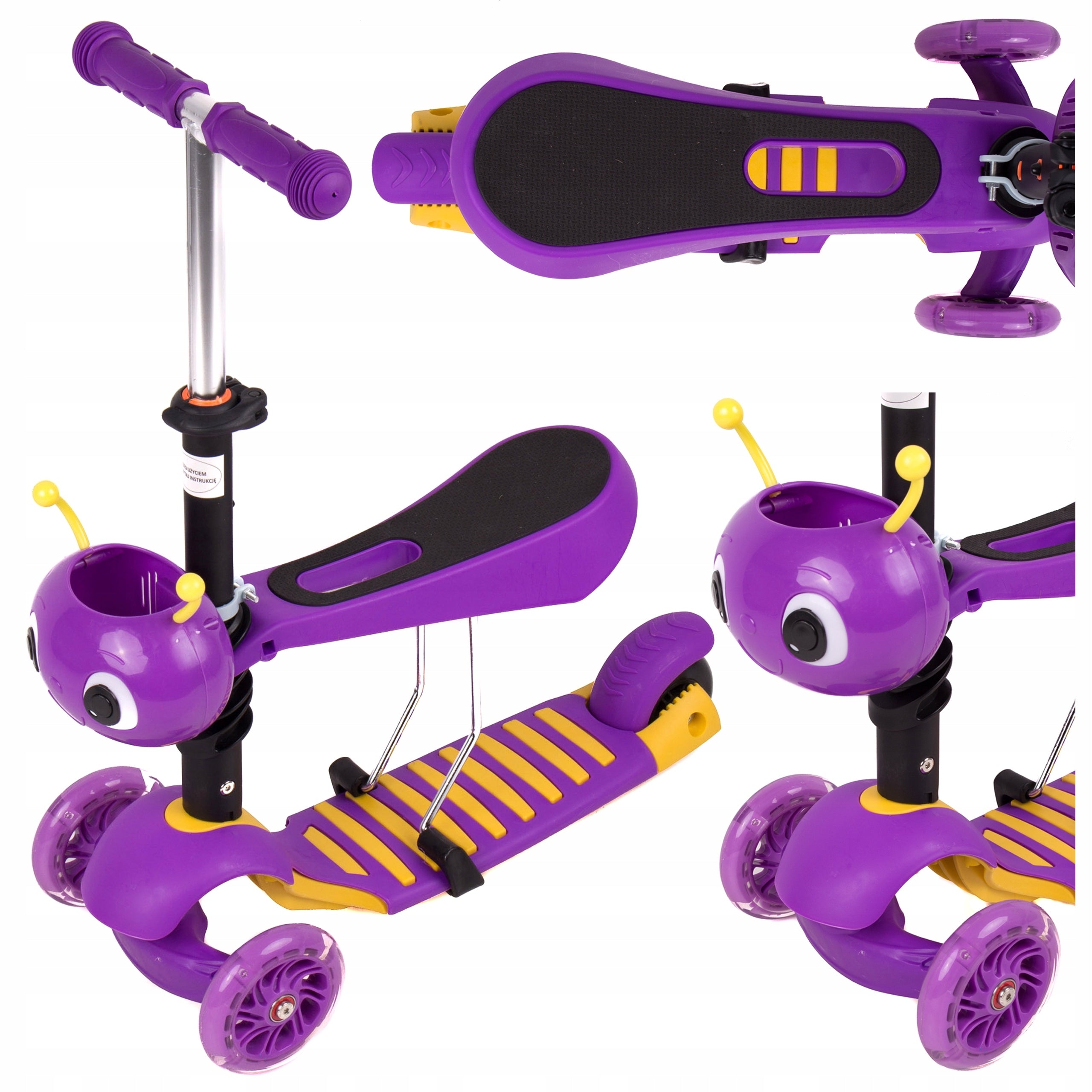 Vaikiškas triratis paspirtukas 2 in 1 Vivo MG023C (spalva: geltona/violetinė) (4735152) 1622
