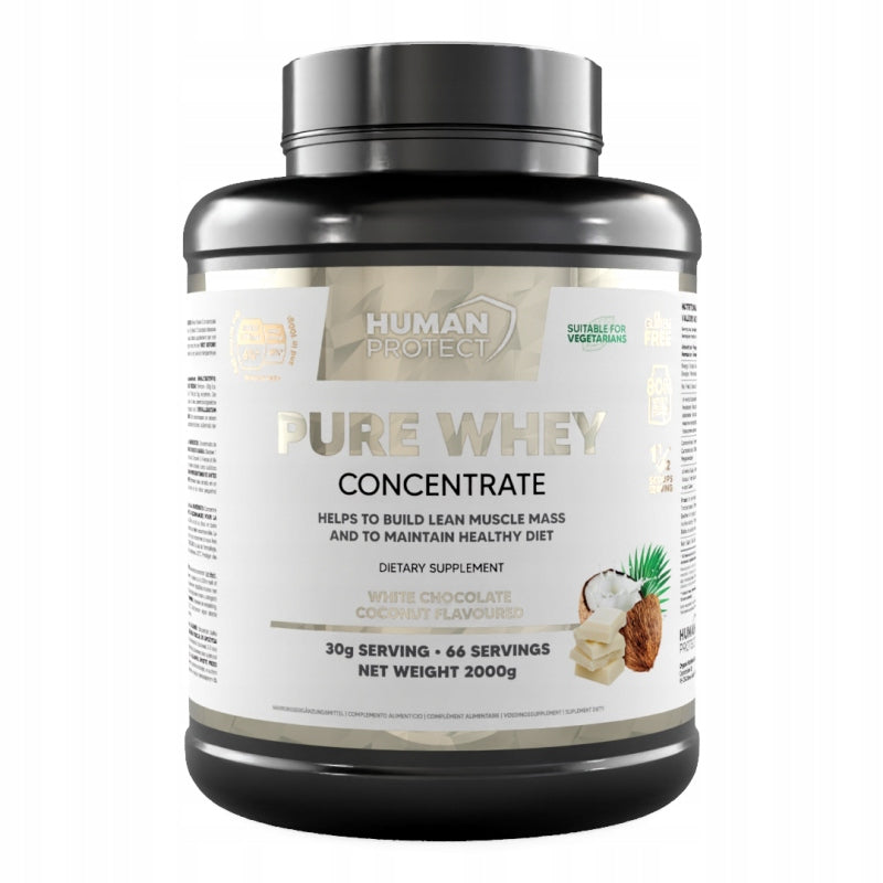 HUMAN PROTECT PURE WHEY 2KG PROTEIN CONCENTRATE - WHITE CHOCOLATE WITH COCONUT Packaging status original