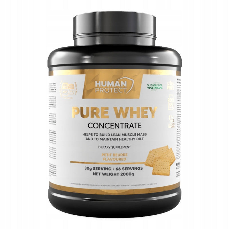 HUMAN PROTECT PURE WHEY 2KG PROTEIN CONCENTRATE WPC - BISCUIT Packaging status original