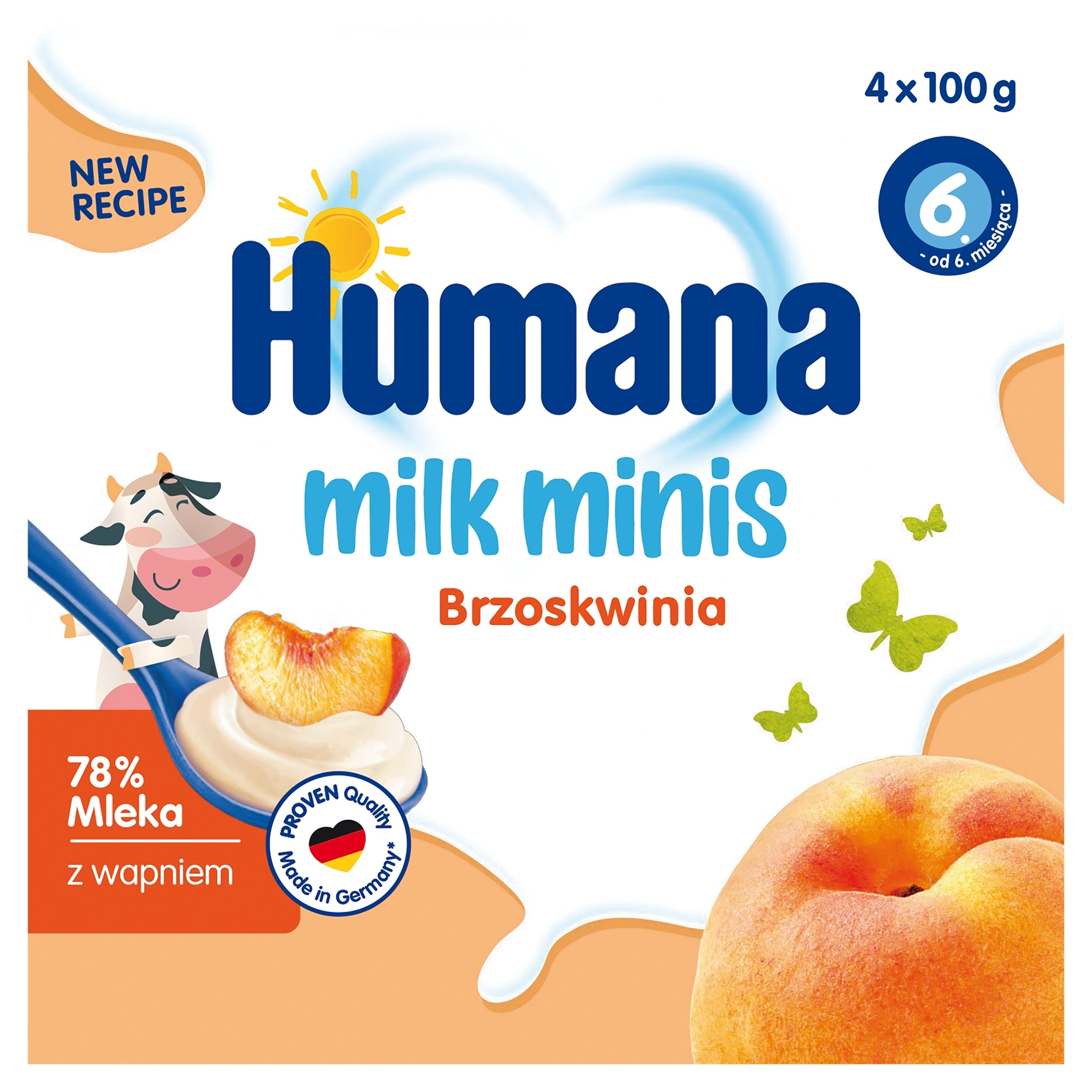 HUMANA YOGURT DESSERT FROM 6 MONTHS WITH PEACH FLAVOR 4x100g Manufacturer code 70798