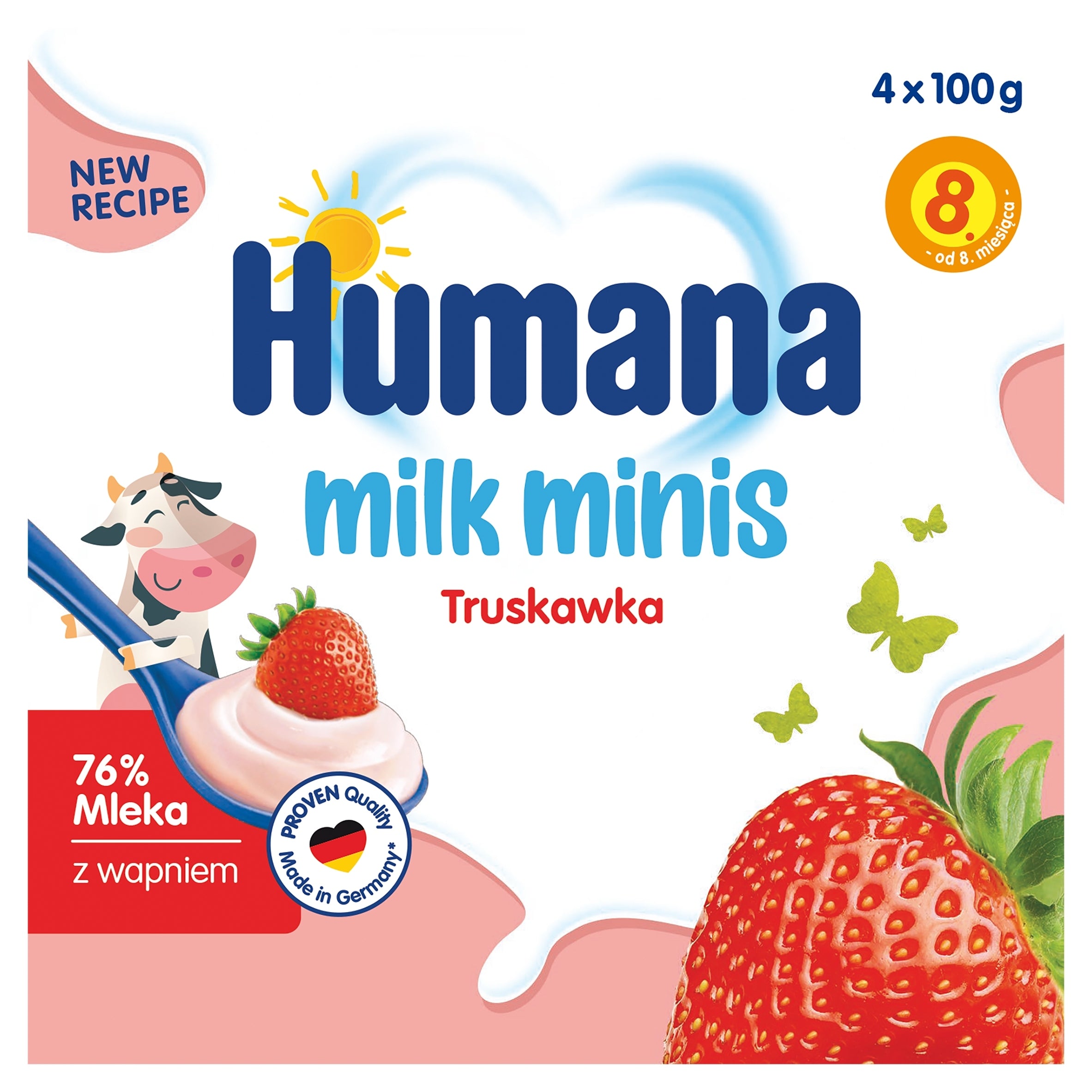 HUMANA YOGURT DESSERT FROM 8 MONTHS WITH STRAWBERRY FLAVOR 4x100G Packaging status original