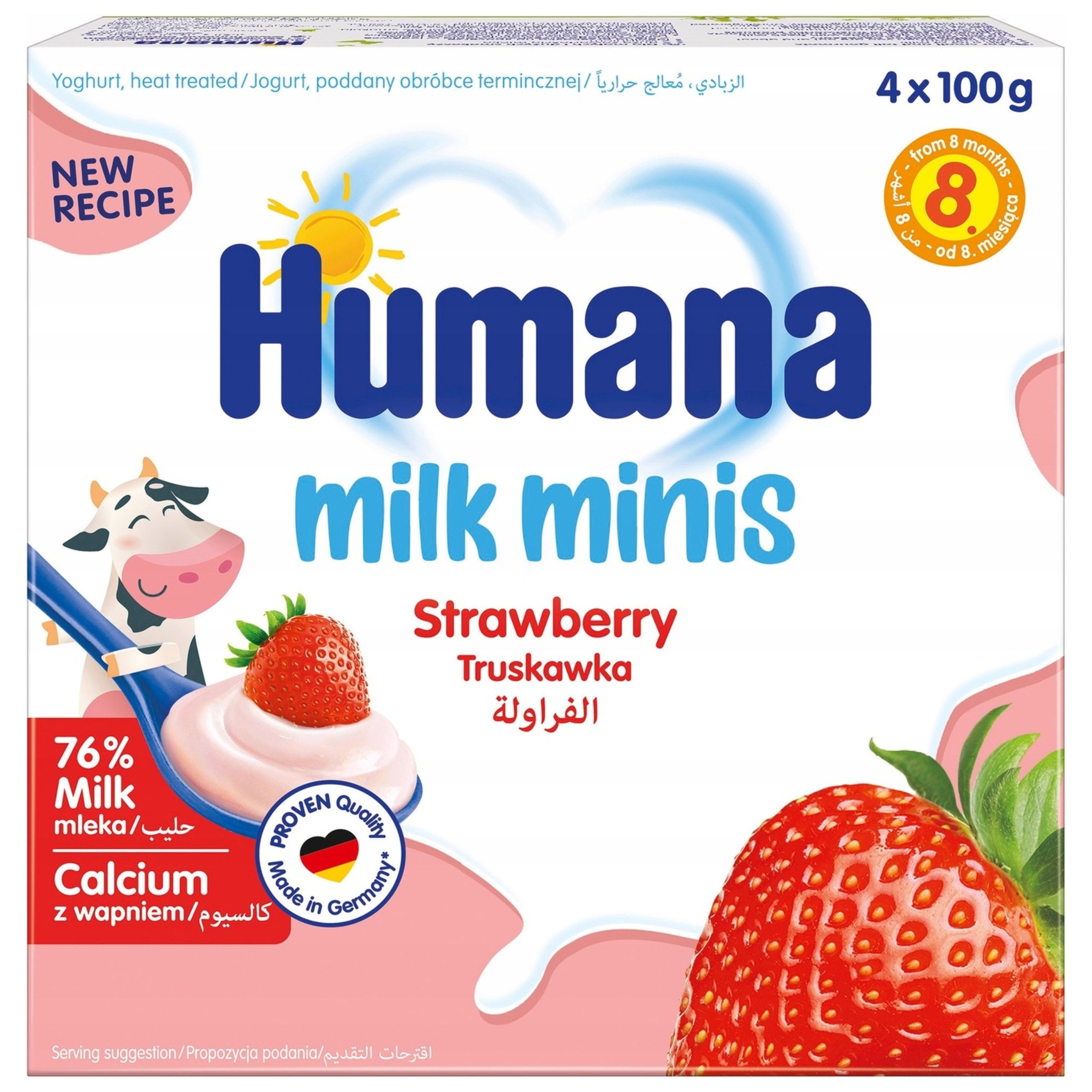 HUMANA YOGURT DESSERT FROM 8 MONTHS WITH STRAWBERRY FLAVOR 4x100G