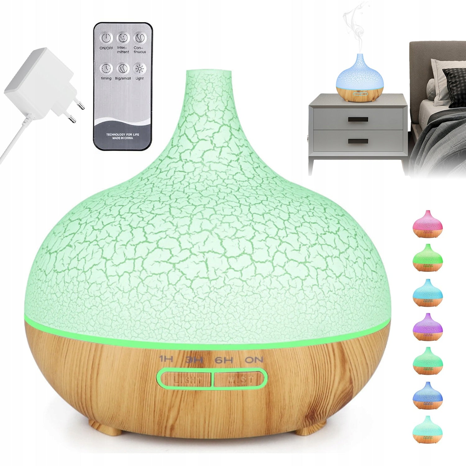 HUMIDIFIER 500ML AROMA DIFFUSER LED REMOTE TIMER AROMATHERAPY