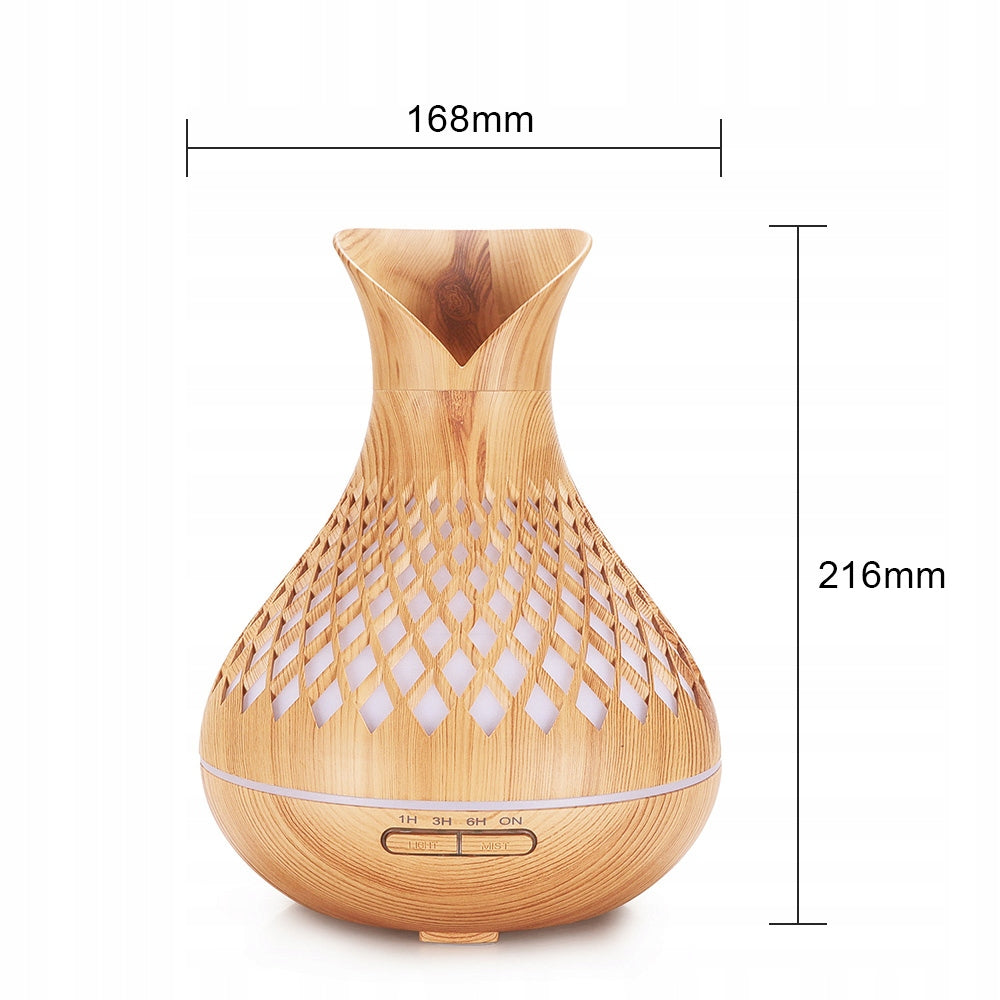 HUMIDIFIER 500ML WITH REMOTE CONTROL AND NIGHT LAMP, WOODEN PATTERN Brand no brand