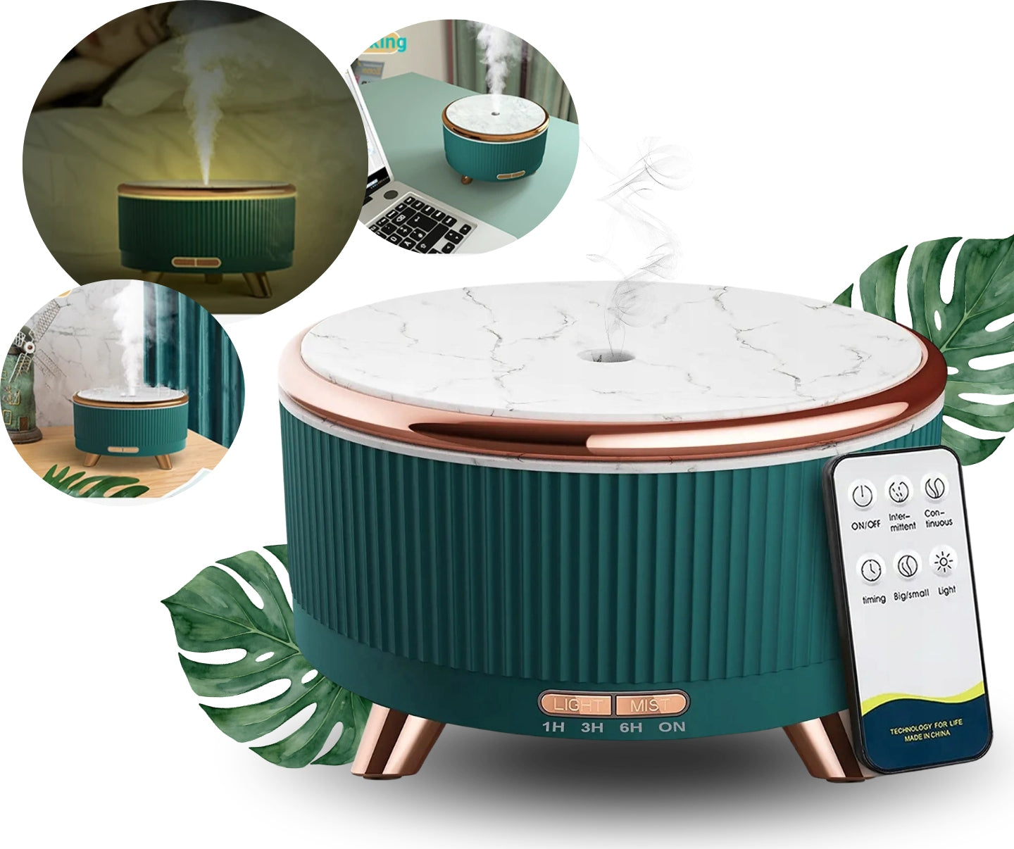 HUMIDIFIER AROMA DIFFUSER AROMATHERAPY LED LAMP + REMOTE CONTROL