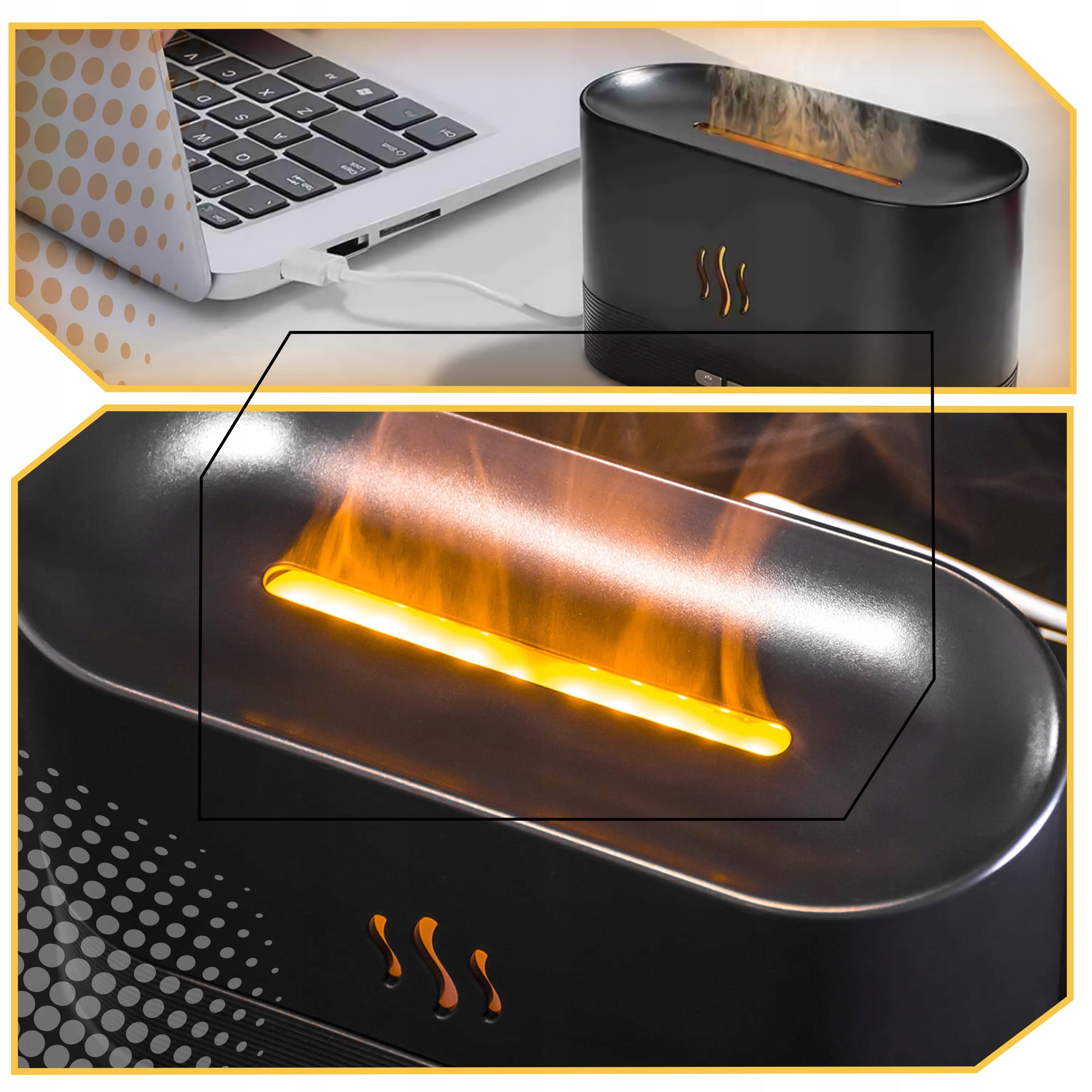 HUMIDIFIER AROMA DIFFUSER FIRE EFFECT FIREPLACE LED AROMATHERAPY Water tank capacity 0.15 l