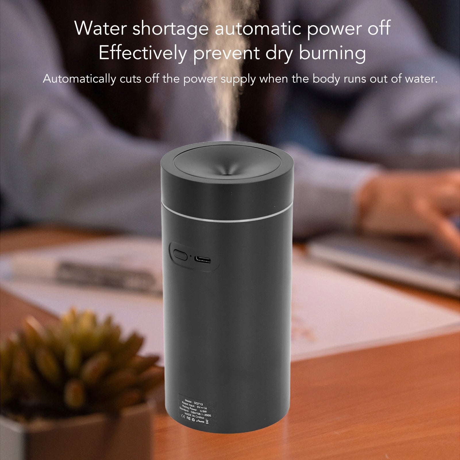 HUMIDIFIER AROMA DIFFUSER PORTABLE AROMATHERAPY Dominant color black