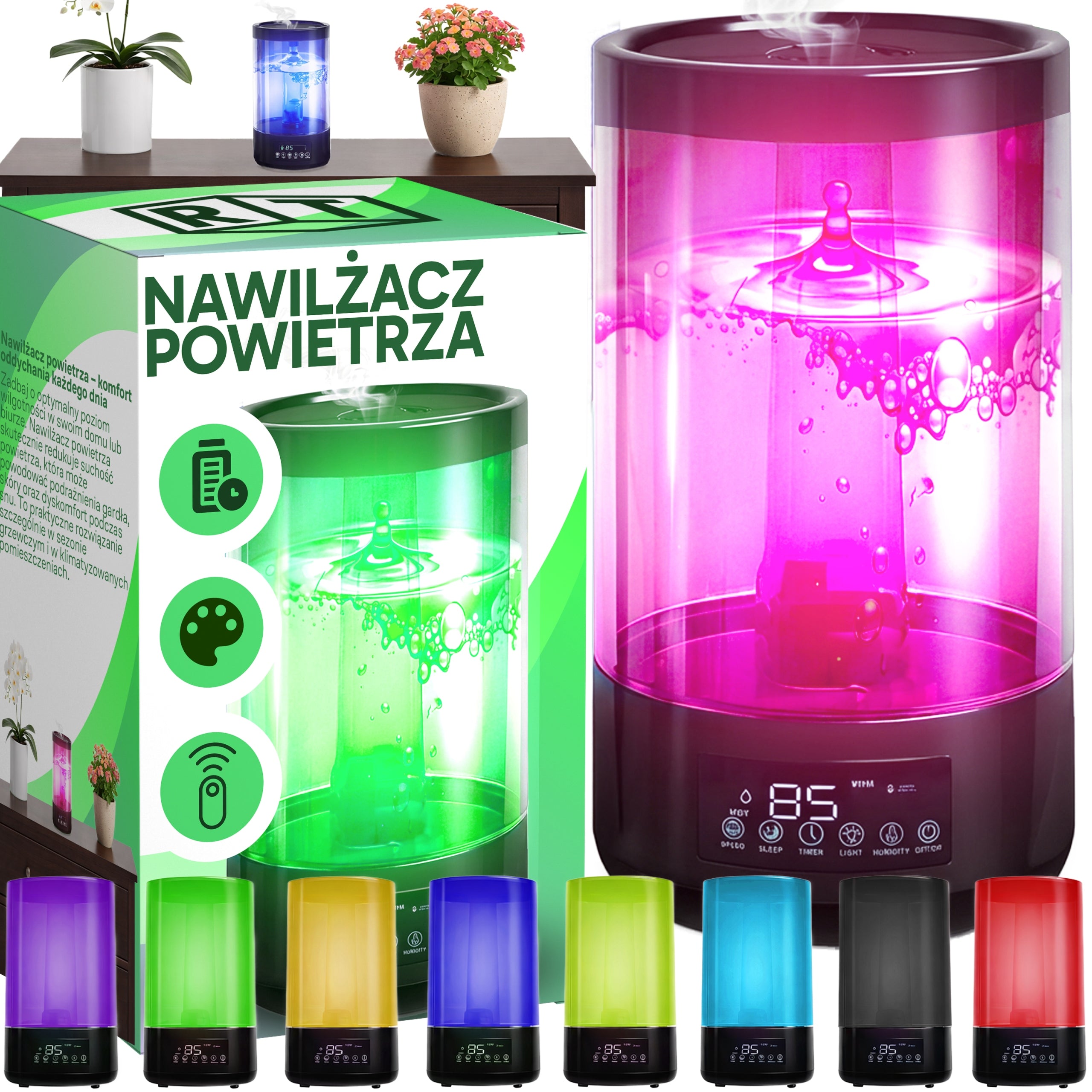 HUMIDIFIER AUTOMATIC AROMATHERAPY HYGROMETER 3IN1 4,5L LED REMOTE CONTROL