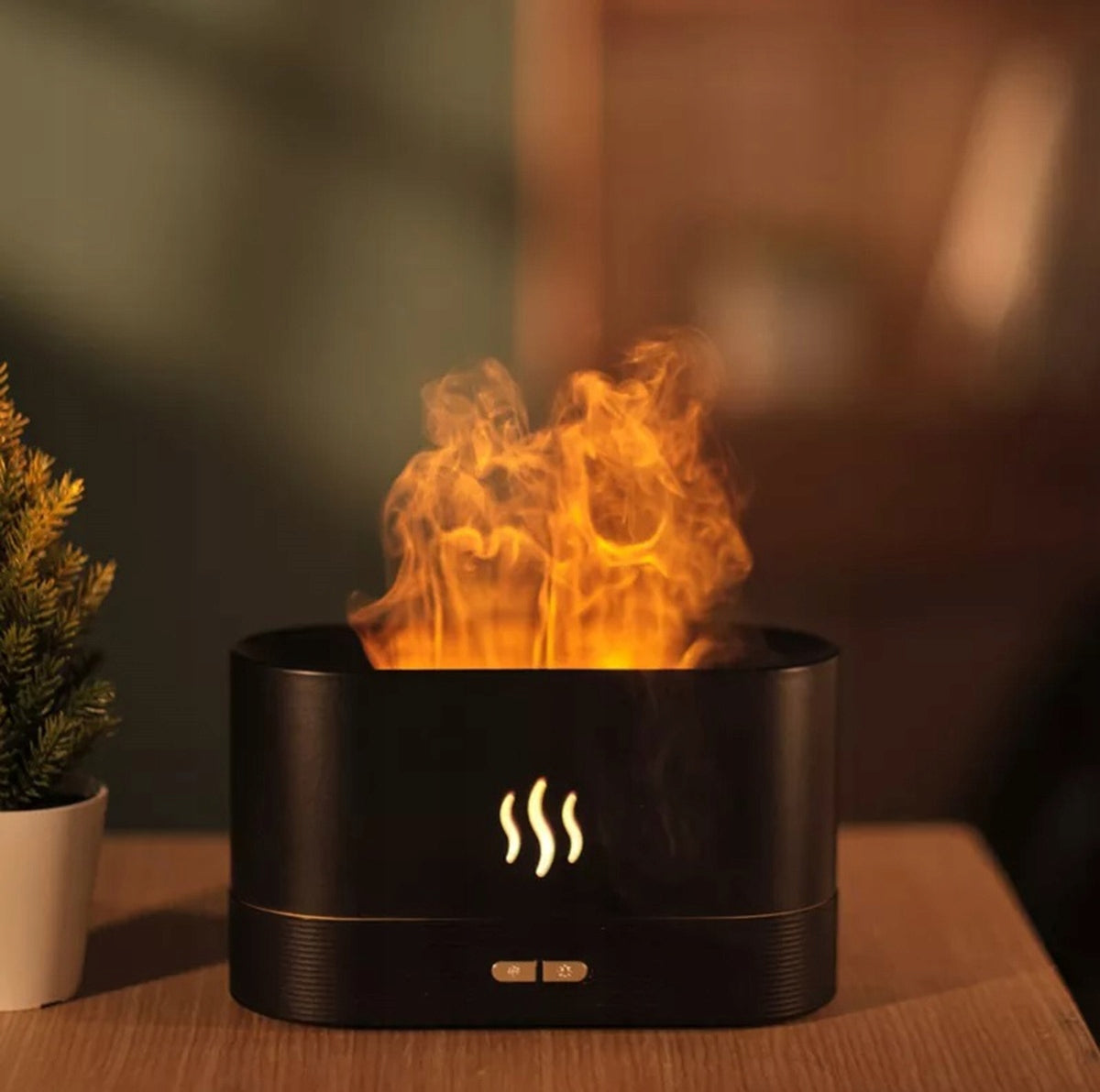 HUMIDIFIER DIFFUSER NIGHT LIGHT LED FLAME EFFECT FIREPLACE WHITE Model KOMINEK IMITACJA PŁOMIENIA OGIEŃ LED BIAŁE CIEPŁE