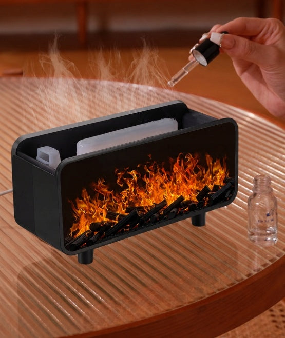 HUMIDIFIER FIREPLACE LED RGB AROMA DIFFUSER AROMATHERAPY OILS Dominant color black