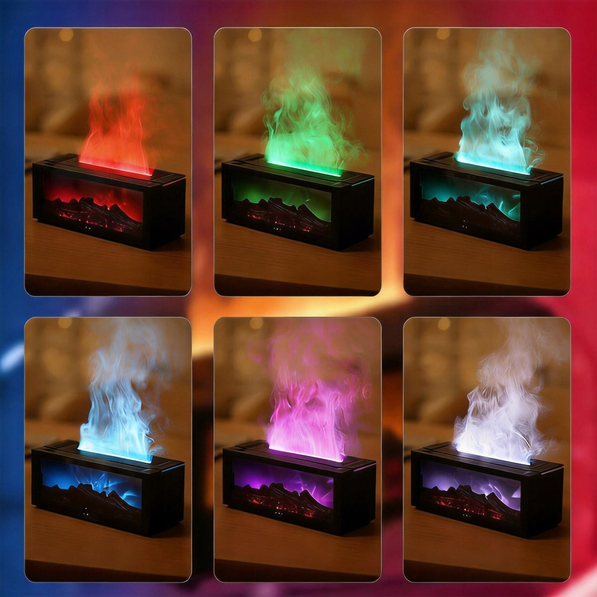HUMIDIFIER FIREPLACE NIGHT LIGHT FLAME EFFECT LED DIFFUSER SALT Brand no brand