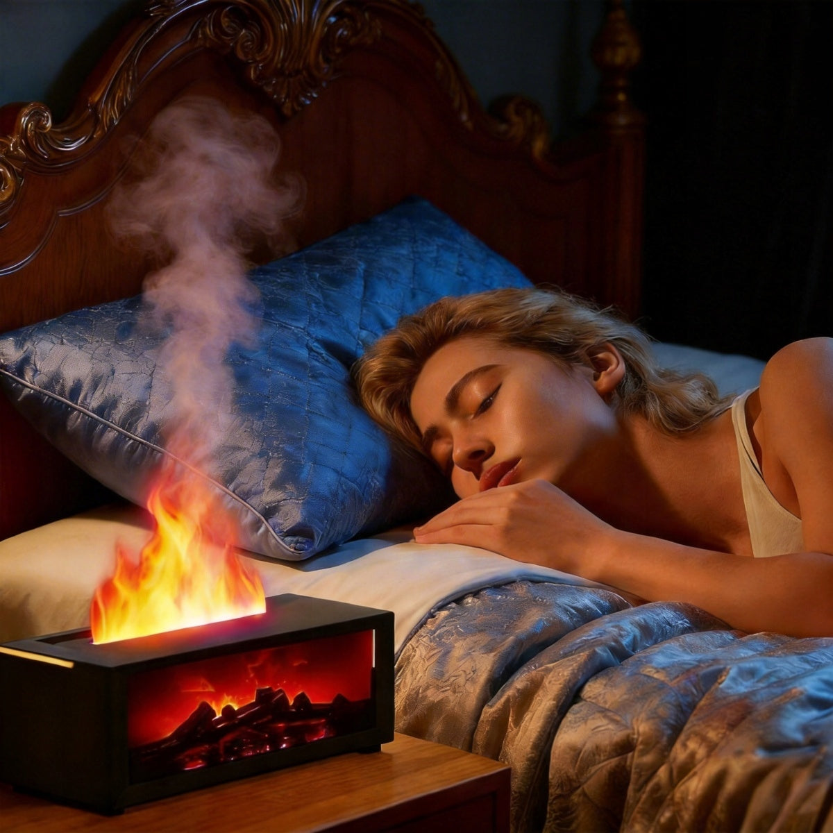 HUMIDIFIER FIREPLACE NIGHT LIGHT FLAME EFFECT LED DIFFUSER SALT Type ultrasonic humidifier