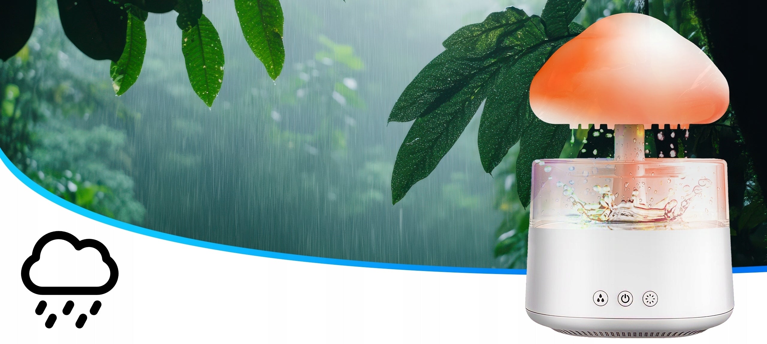 HUMIDIFIER IONIZER + AROMATHERAPY NIGHT LIGHT RAIN + 3 OILS Brand totalstore