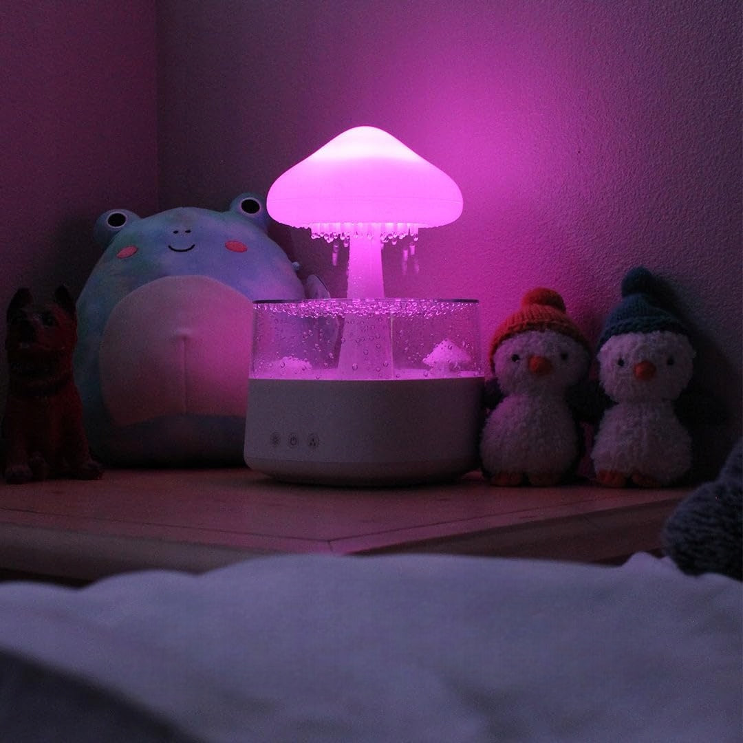 HUMIDIFIER IONIZER AROMATHERAPY RAIN NIGHT LIGHT Dominant color white